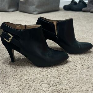 Unisa Black Ankle Booties with Gold Buckle